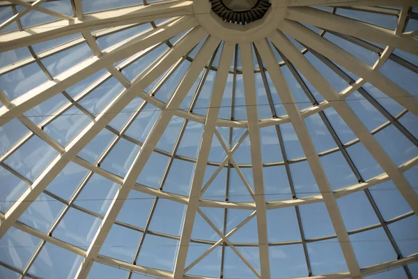 Cúpula Feita Vidro Detalhes Arquitetura Telhado Está Forma Esfera — Fotografia de Stock