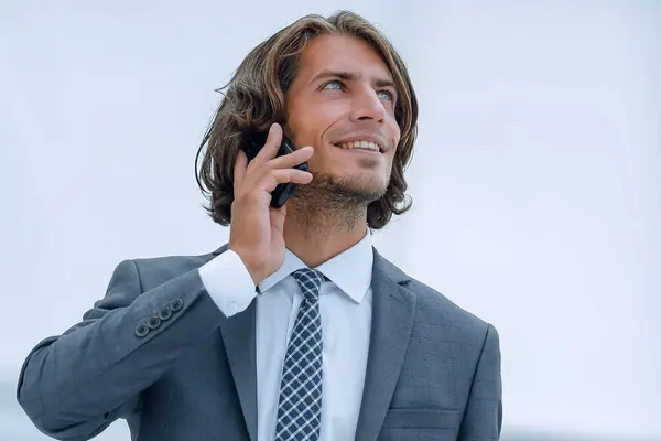 Businessman Talking Phone Background — Stock Photo, Image