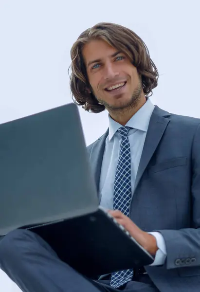 Biznesmen Closeup Successful Pracy Laptopie — Zdjęcie stockowe