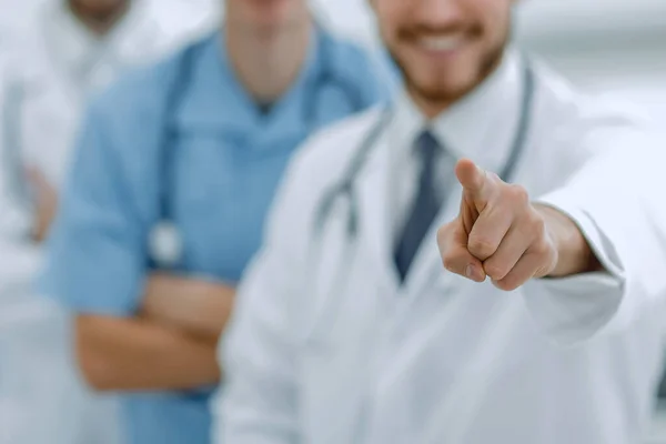 Experienced Doctor Showing Forward — Stock Photo, Image