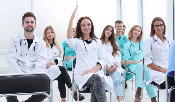 Ansicht Von Oben Eine Gruppe Lächelnder Ärzte Zeigt Auf Dich — Stockfoto