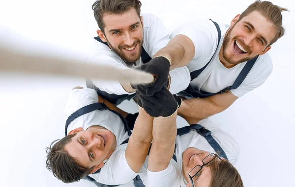 View Top Team Builders Climbing Rope — Stock Photo, Image