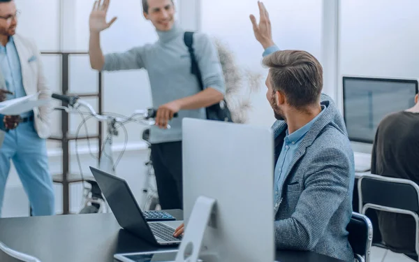 Business Team Giving Each Other High Five — Stock Photo, Image
