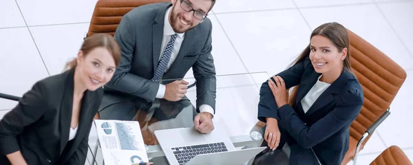 stock image business team working with financial documents