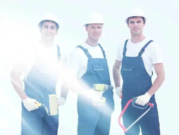 プロの産業労働者のグループ 白で分離 — ストック写真