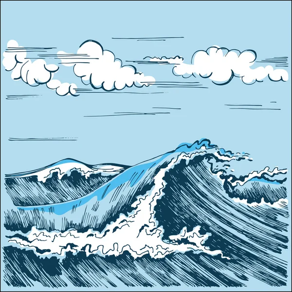 Meer Welle Landschaft Stilisierte Grafik — Stockfoto