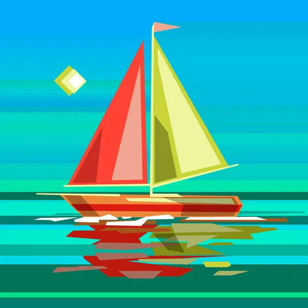 Stilisiertes Segelboot Auf Meeresoberfläche — Stockfoto