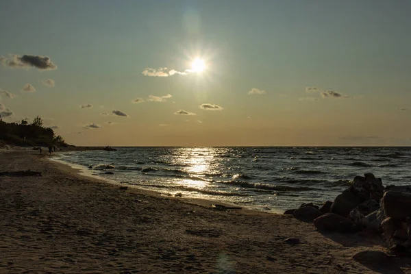 Baltské Bílé Písečné Pláže Při Západu Slunce — Stock fotografie