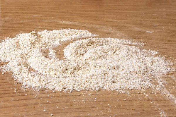 Pile Sifted Flour Table Sprinkled Flour Table — Stock Photo, Image
