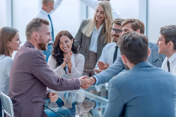 Welcome Handshake Business People Meeting Office — ストック写真
