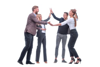 Birbirimizi beş yüksek veren genç iş takım