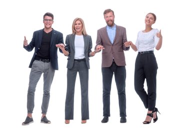 Bir grup iş adamı birbirlerinin elini tutuyor.