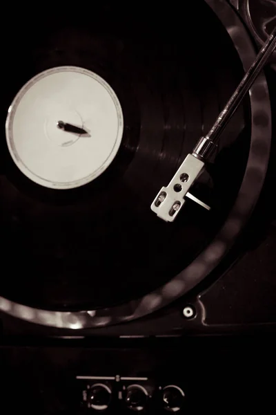 Vinyl Μουσική Στο Παρασκήνιο Κοντινό Πλάνο — Φωτογραφία Αρχείου
