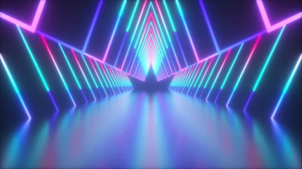Abstract 3d illustration of neon tunnel