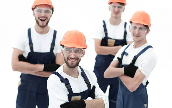 Der Vorarbeiter Und Das Bauteam — Stockfoto