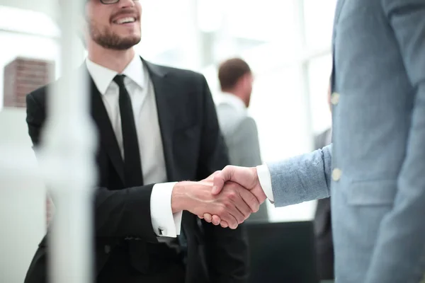 Smiling Businessman Shaking Hands His Business Partner — Stock Photo, Image