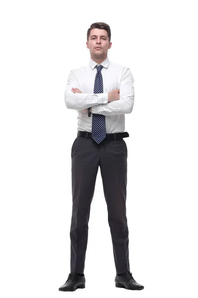 Retrato Confiante Jovem Empresário Isolado Branco — Fotografia de Stock