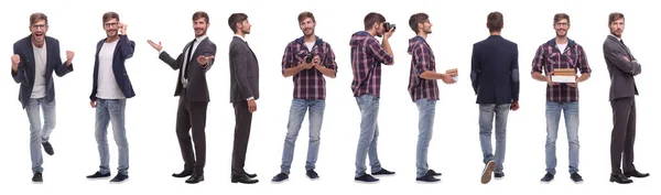 Panoramische Collage Eines Selbstmotivierten Jungen Mannes — Stockfoto
