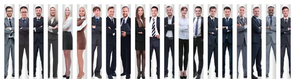Panoramische Collage Erfolgreicher Mitarbeitergruppen — Stockfoto