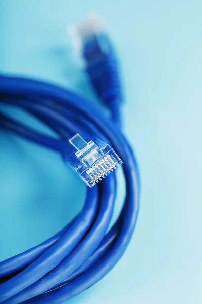 Coil Internet Network Cable Data Transmission Blue Background — Foto Stock