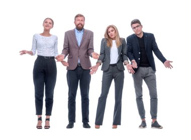 Tam gelişim. Bir grup üzgün iş adamı.