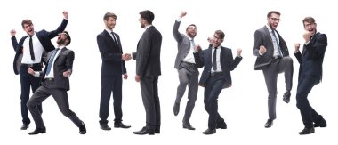 businessman happy emotions over white background