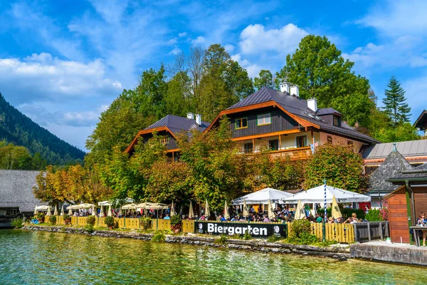 Vecchie Case Legno Sul Lago Schoenau Koenigssee Konigsee Berchtesgaden National — Foto Stock
