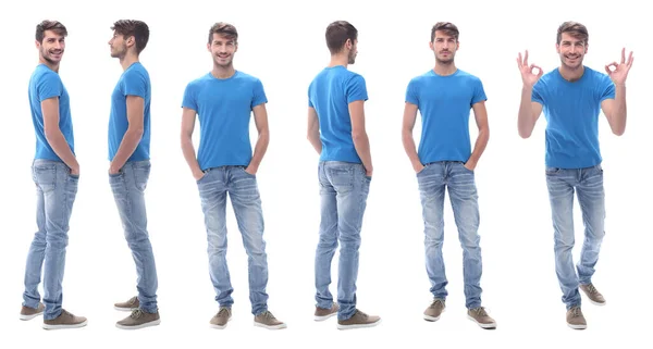 Vista Lateral Hombre Joven Moderno Jeans —  Fotos de Stock