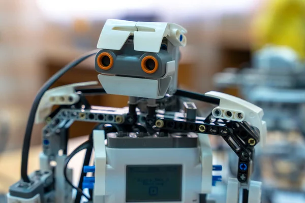 Robot Bambini Programmabile Con Testa Assemblata Progettista — Foto Stock