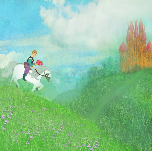 Prince Riding Horse Castle — Stock Photo, Image