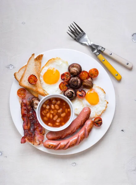 Englisches Frühstück Auf Dem Teller — Stockfoto