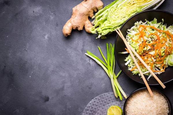 Vietnamské Vaření Ingredience Tmavém Pozadí — Stock fotografie