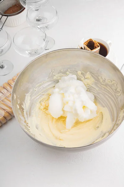 Tiramisu Cream Step Step Recipe — Stock Photo, Image