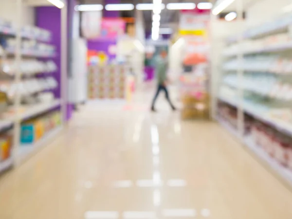 Abstracto Pasillo Borroso Supermercado Con Estantes Colores —  Fotos de Stock