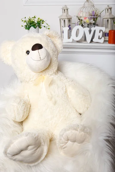 Brinquedo Urso Natal Branco — Fotografia de Stock