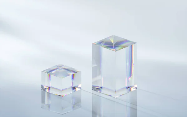 Glass Cube Bright Background Rendering — Fotografia de Stock