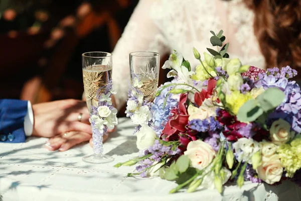 Décoration Mariage Dans Style Boho Arrangement Floral Table Décorée Dans — Photo