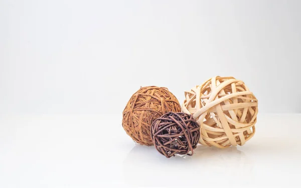 Wicker Balls Vine Different Natural Colors — Stock fotografie