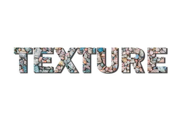 Word Texture Stone Fill White Background — Stock Fotó