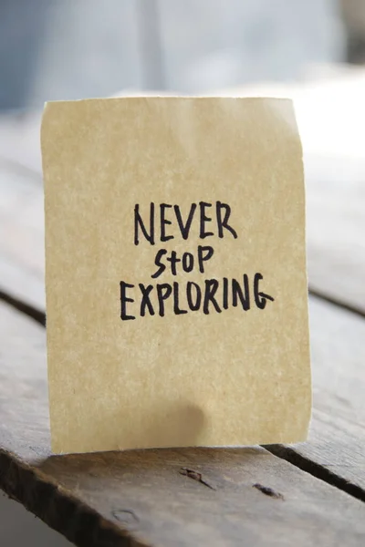 Never Stop Exploring Idea Writing Piece Paper — Stok fotoğraf