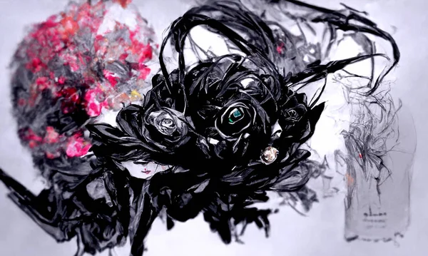 Beautiful Black Roses New Abstract Art Illustration — Foto de Stock