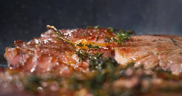 Cooked Beef Meat Looks Very Tasty Close Food Art Macro — Stock fotografie