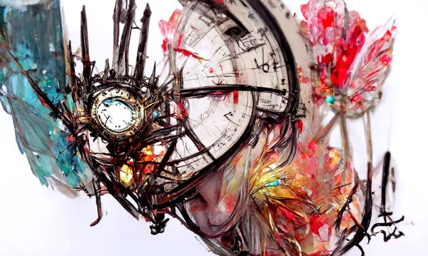 What Time Abstract Clock Painting — Foto de Stock