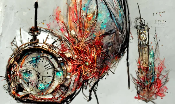 Сколько Времени Abstract Clock Painting — стоковое фото