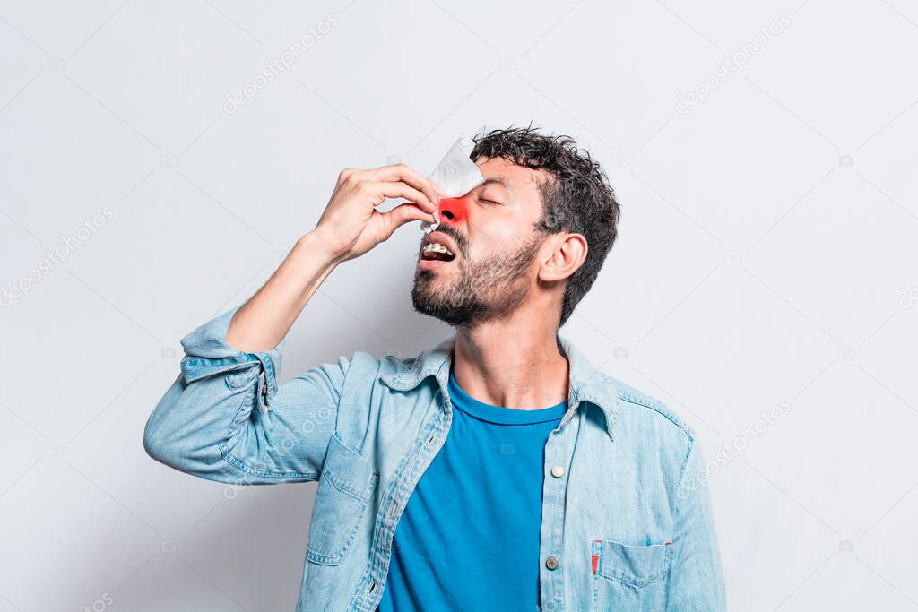 portrait-of-a-cold-woman-with-a-runny-nose-vector-image