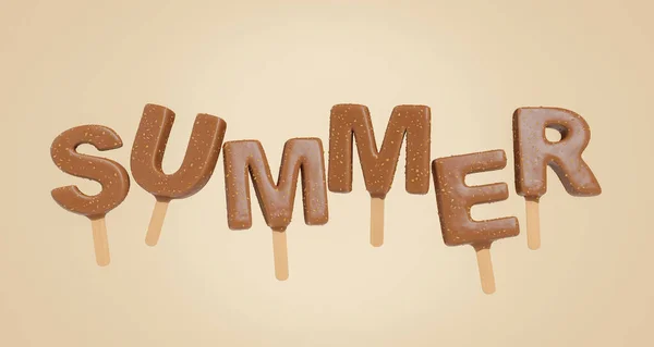 Summer Letter Chocolate Ice Creams Beige Background — Stok fotoğraf