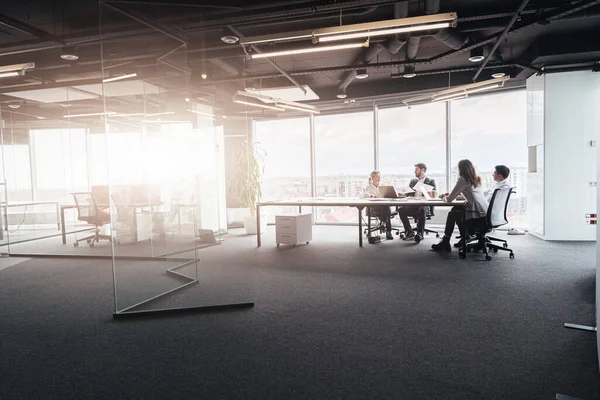Creative Business People Working Project Modern Office Panoramic View — Foto de Stock