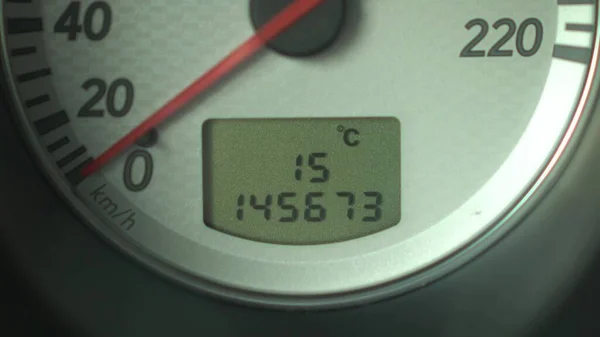 Switching Display Fuel Mileage Indicators Panel Car Automobile Panel Close — стоковое фото