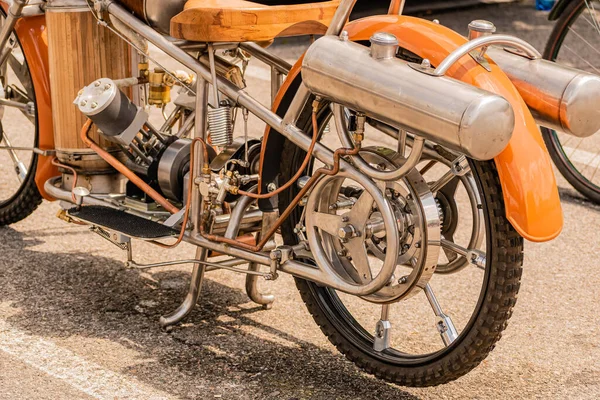 Dampfmotorrad Eine Replik Eines Historischen Fahrzeughecks — Stockfoto