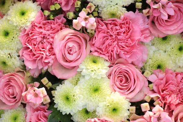 Mixed pink flowers, close-up view